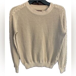 Large Marchesa Voyage Gold Knit Metallic Sweater Ladies Womens Shiny See Through